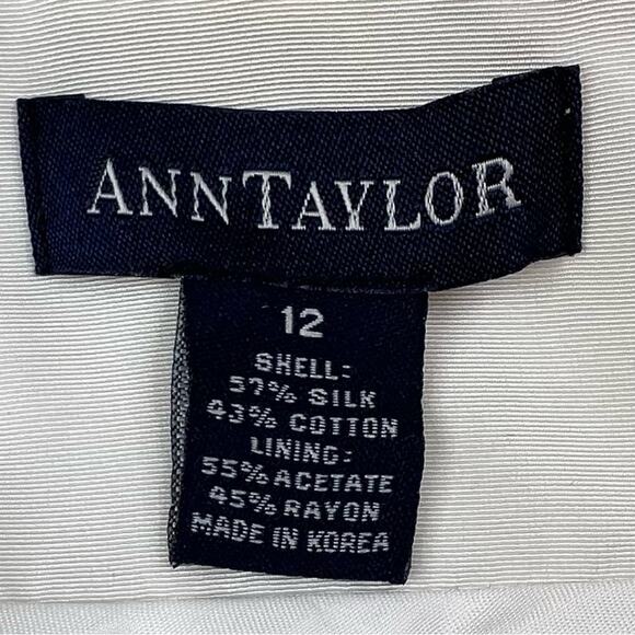 Ann Taylor Pant Suit Set Size 12 Silk Cotton Blend Ivory Lined - Picture 14 of 14